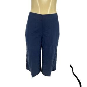 J. JILL Small Women Modal Blend Wide Leg Capri Crop Pants Navy Blue 18-10